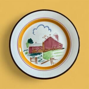 Stangl Country Life Barn and Farm Large Chop Plate Round Platter 14 1/4"